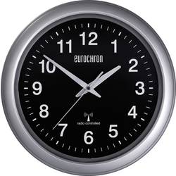 Analogové DCF nástěnné hodiny Eurochron EFWU 4601, Ø 325 x 45 mm, černá/stříbrná