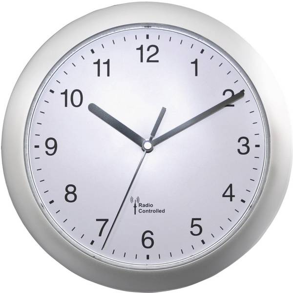 EUROTIME 56787 DCF nástěnné hodiny 25 cm x 25 cm x 25 cm x 38 mm stříbrná velký displej