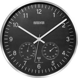 Analogové DCF hodiny s teploměrem a vlhkoměrem Eurochron EFWU 6401, 30,5 cm, černá