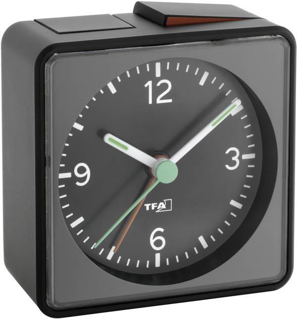 TFA Dostmann  60.1013.01  Quartz  budík  černá  časů buzení 1  Fluorescentní hodinová ručička