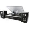 USB gramofon s CD/MP3 přehrávačem a reproduktory SoundMaster PL875, černá/stříbrná