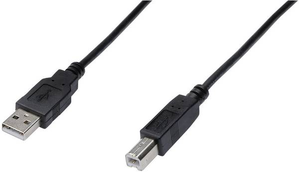 Digitus USB kabel USB 2.0 USB-A zástrčka, USB-B zástrčka 5.00 m černá kulatý, dvoužilový stíněný AK-300105-050-S