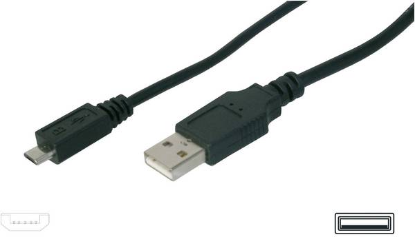 Digitus USB kabel USB 2.0 USB-A zástrčka, USB Micro-B zástrčka 1.00 m černá AK-300127-010-S
