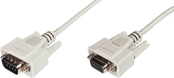 Digitus sériový kabel [1x D-SUB zástrčka 9pólová - 1x D-SUB zásuvka 9pólová], 5.00 m, béžová