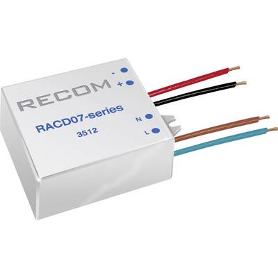 LED driver RECOM RACD07-Serie 3512 se třemi vynikajícími vodiči v různých barvách pro připojení.