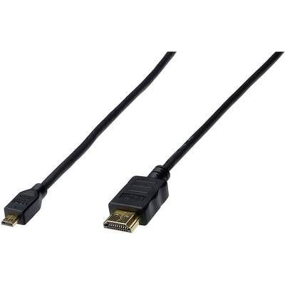 Černý HDMI kabel s mikro-HDMI konektorem na jedné straně a standardním HDMI konektorem na straně druhé.