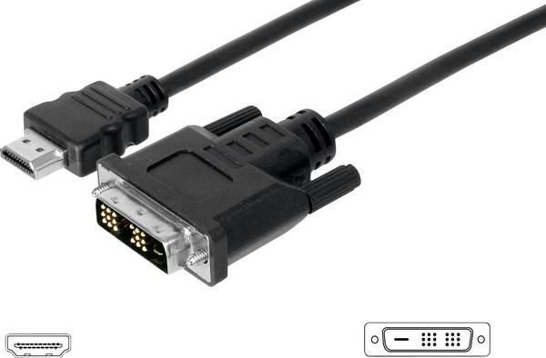 Digitus HDMI / DVI kabelový adaptér Zástrčka HDMI-A, DVI-D 18 + 1 pól Zástrčka 3.00 m černá AK-330300-030-S lze šroubovat HDMI kabel