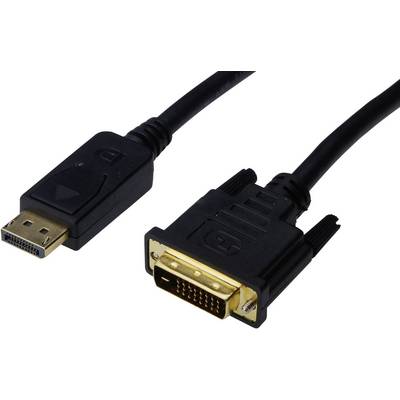 Kabel DisplayPort na DVI-D, zobrazující dva typy konektorů. Vlevo konektor DisplayPort, vpravo konektor DVI-D pro video připojení.