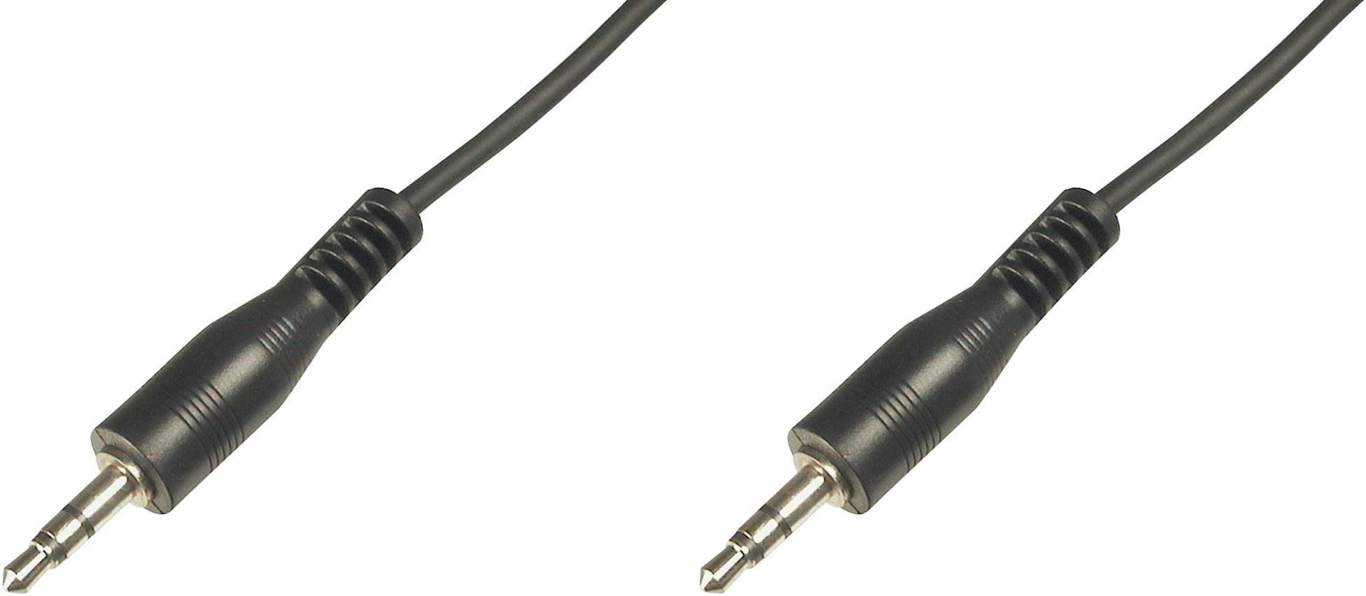 Dva černé audio kabely s 3,5mm jack konektory na koncích, na bílém pozadí.