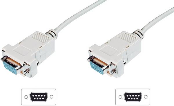 Digitus sériový kabel [1x D-SUB zásuvka 9pólová - 1x D-SUB zásuvka 9pólová], 3.00 m, béžová