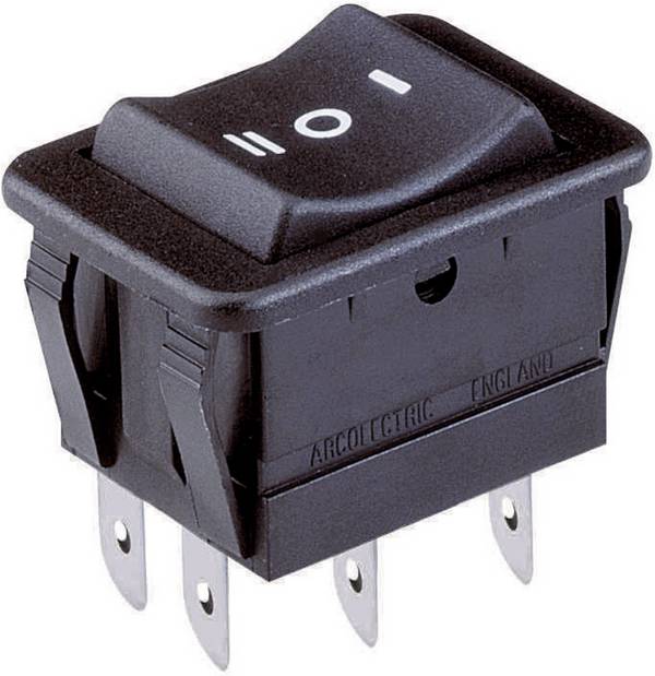 Arcolectric (Bulgin Ltd.) H1570 VB AAA kolébkový spínač H1570 VB AAA 250 V/AC 16 A 2x zap/vyp/zap s aretací/0/s aretací 1 ks