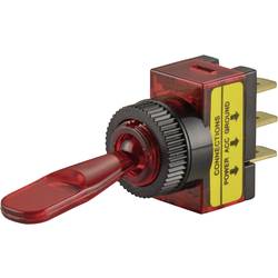 Páčkový přepínač do auta SCI R13-61B ILLUMINATED RED, 12 V/DC, 20 A, s aretací, 1 ks