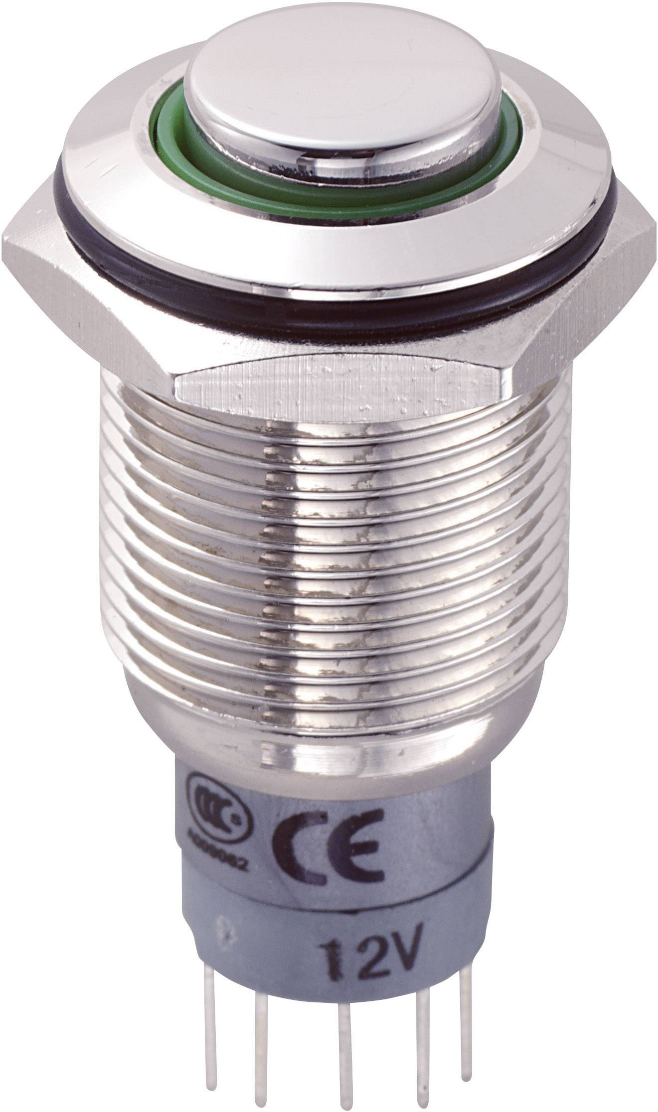 TRU COMPONENTS LAS2GQH-11ZE/G/12V/N/P,  701872 tlačítkový spínač antivandal, 16 mm, 250 V/AC, 3 A, 1 ks