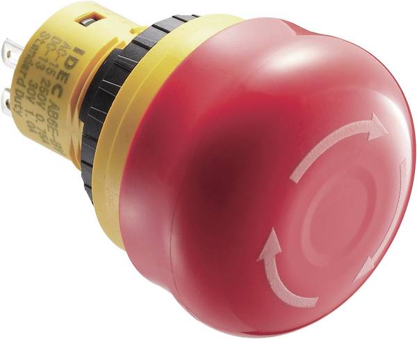 Idec AB6E-3BV02PRM, AB6E-3BV02PRM nouzový vypínač, 250 V/AC, 2 rozpínací kontakty, 1 ks
