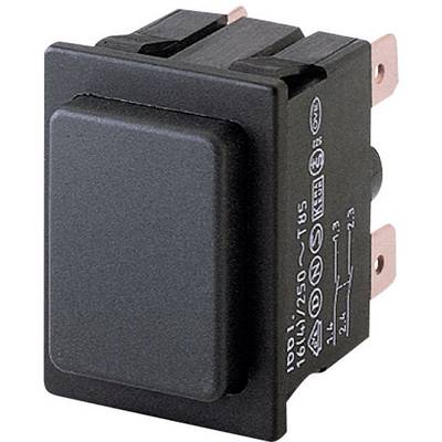 Černý přepínač s popiskem a přípojkami. Vhodný pro elektrické přístroje.