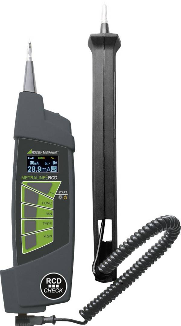 Gossen Metrawatt Metraline RCD CHECK instalační tester, Norma VDE 0413, M507B, EN a DE menu