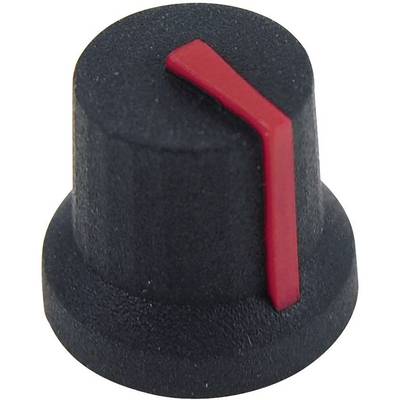 Černý otočný knoflík s červeným indikačním proužkem.