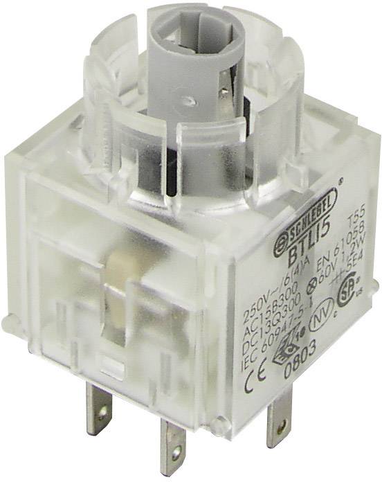 Bílý průhledný elektrický spínač s šedo-černými ovládacími prvky zobrazující technické specifikace pro elektrické aplikace