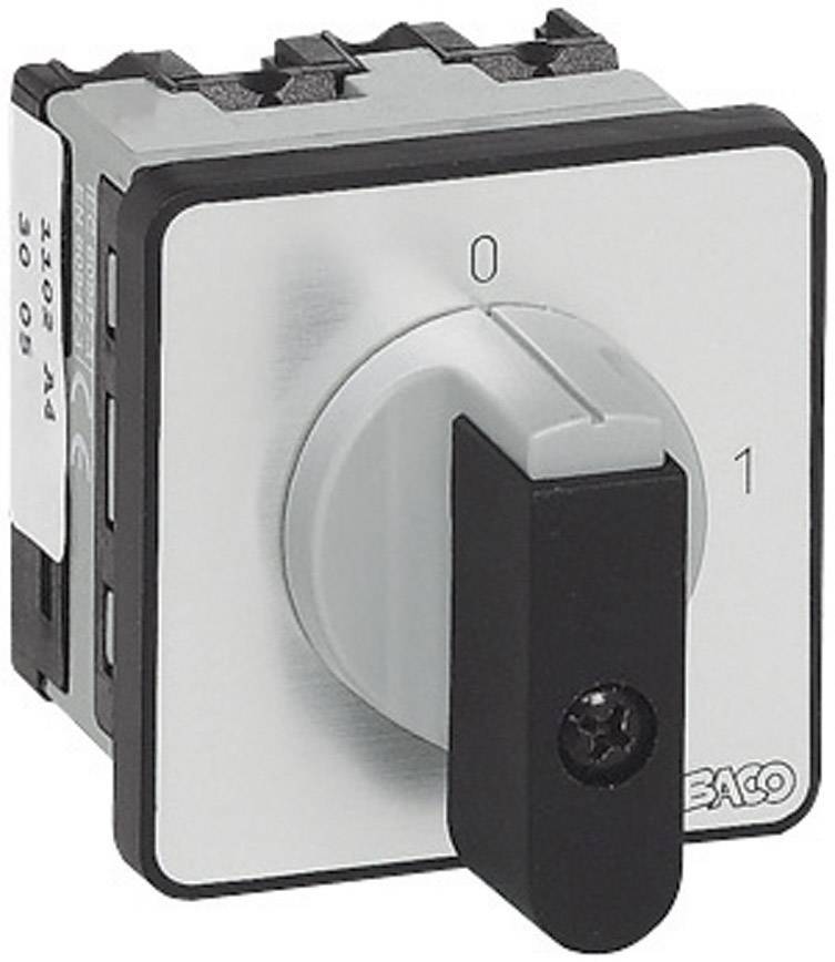 Otočný přepínač s obdélníkovým pouzdrem, označený od '0' do '1', pro elektrické přístroje.