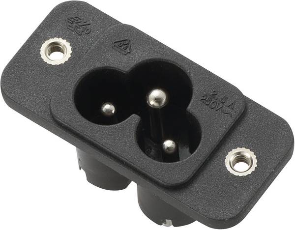 TRU COMPONENTS 1572263 IEC zástrčka C13/C14 zástrčka, vestavná rovná Počet kontaktů: 2 + PE 2.5 A černá 1 ks