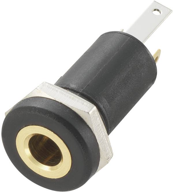 TRU COMPONENTS 718574 jack konektor 3.5 mm zásuvka, vestavná vertikální Pólů: 3 stereo černá 1 ks