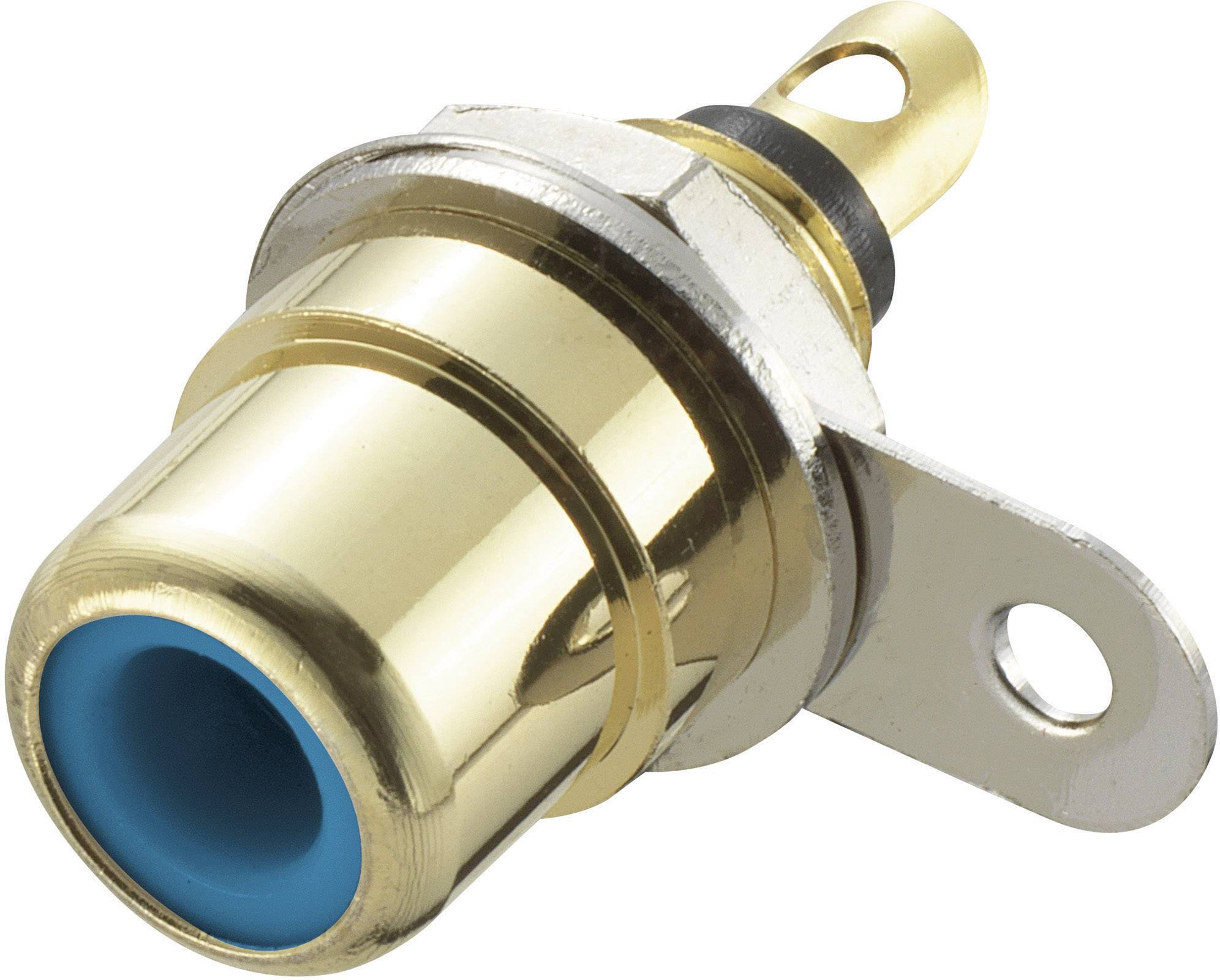 TRU COMPONENTS 719232 cinch konektor zásuvka, vestavná vertikální Pólů: 2 modrá 1 ks