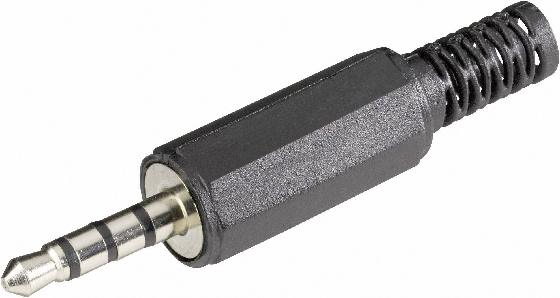 BKL Electronic 1107017 jack konektor 3.5 mm zástrčka, rovná Pólů: 4 stereo černá 1 ks