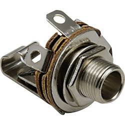 Jack konektor 6.35 mm čiernobiela zásuvka, vstavateľná vertikálna BKL Electronic 1109001, pinov 2, strieborná, 1 ks