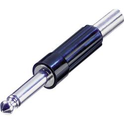 Jack konektor 6.35 mm čiernobiela zástrčka, rovná Rean AV NYS203, pinov 2, strieborná, čierna, 1 ks