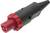 Černý a červený elektrický konektor, pravděpodobně pro průmyslové aplikace, s uzamykacím mechanismem.