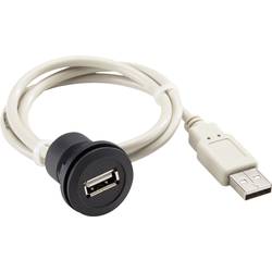 USB 2.0 zásuvka Typ A vestavná se zástrčkou Schlegel RRJ_USB_SW_150CM, IP67, 150 cm, černá