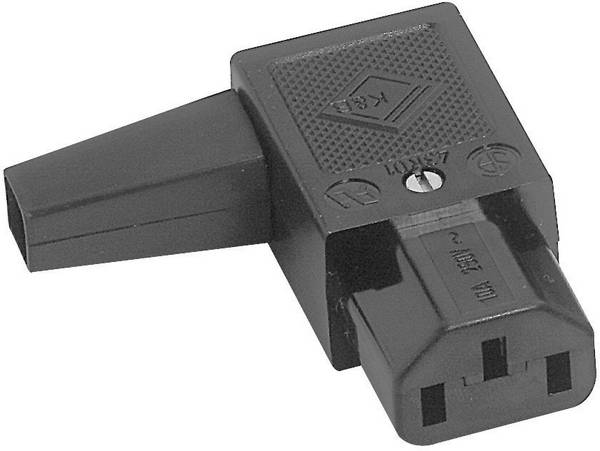 K & B 43R011211 IEC zástrčka C13/C14 43R zásuvka, zahnutá Počet kontaktů: 2 + PE 10 A černá 1 ks