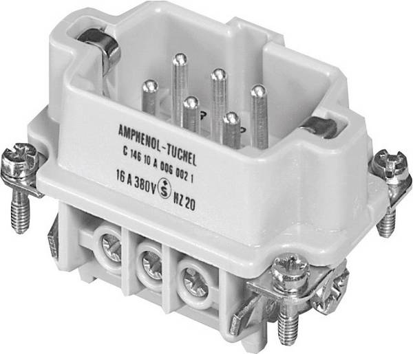 Amphenol C146 10A006 002 1-1 vložka pinového konektoru Heavy|mate® C146 Počet kontaktů 6 + PE 1 ks