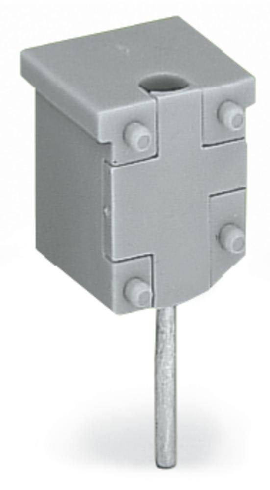 Šedý elektrický konektor s několika kolíky určený pro připojení nebo montáž elektronických komponent.