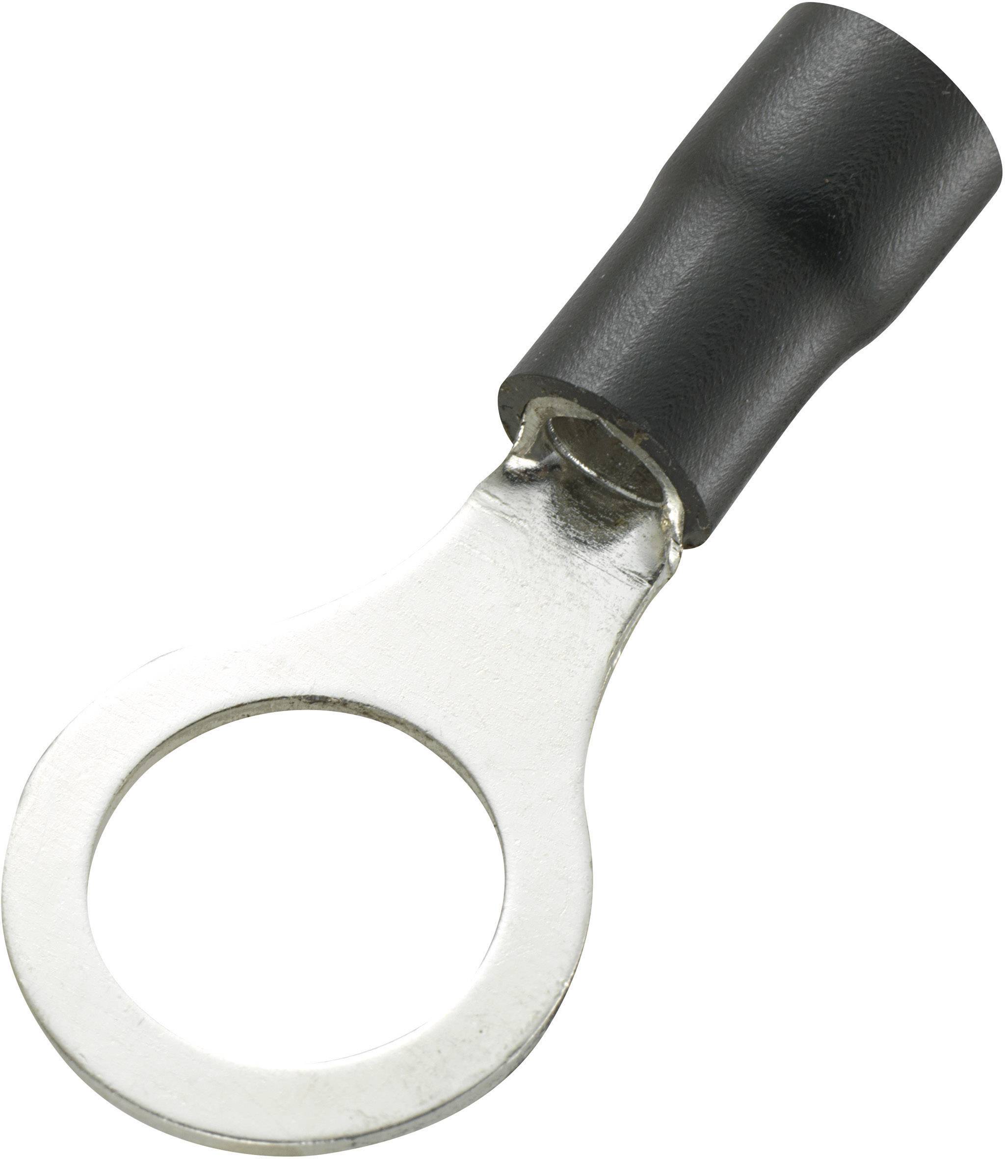 TRU COMPONENTS 738378 kulaté kabelové oko Průřez (max.)=4 mm² Ø otvoru=10.5 mm částečná izolace černá 50 ks