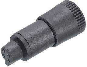 Černý třípinový konektor používaný pro propojení elektronických zařízení.
