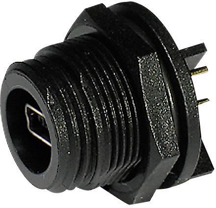 Černený USB konektor se zástrčkou s několika kolíky, primárně používaný pro připojení kabelů k zařízením nebo elektrickým obvodům.