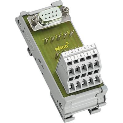 Elektronický propojovací modul s 9-pólovým konektorem a číslovanými svorkami, označený nápisem 'WAGO'.