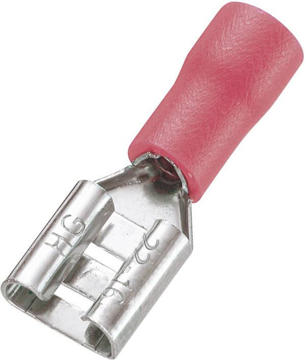TRU COMPONENTS 745151 faston zásuvka  Šířka zástrčky: 6.4 mm Tloušťka konektoru: 0.5 mm 180 ° částečná izolace červená 100 ks