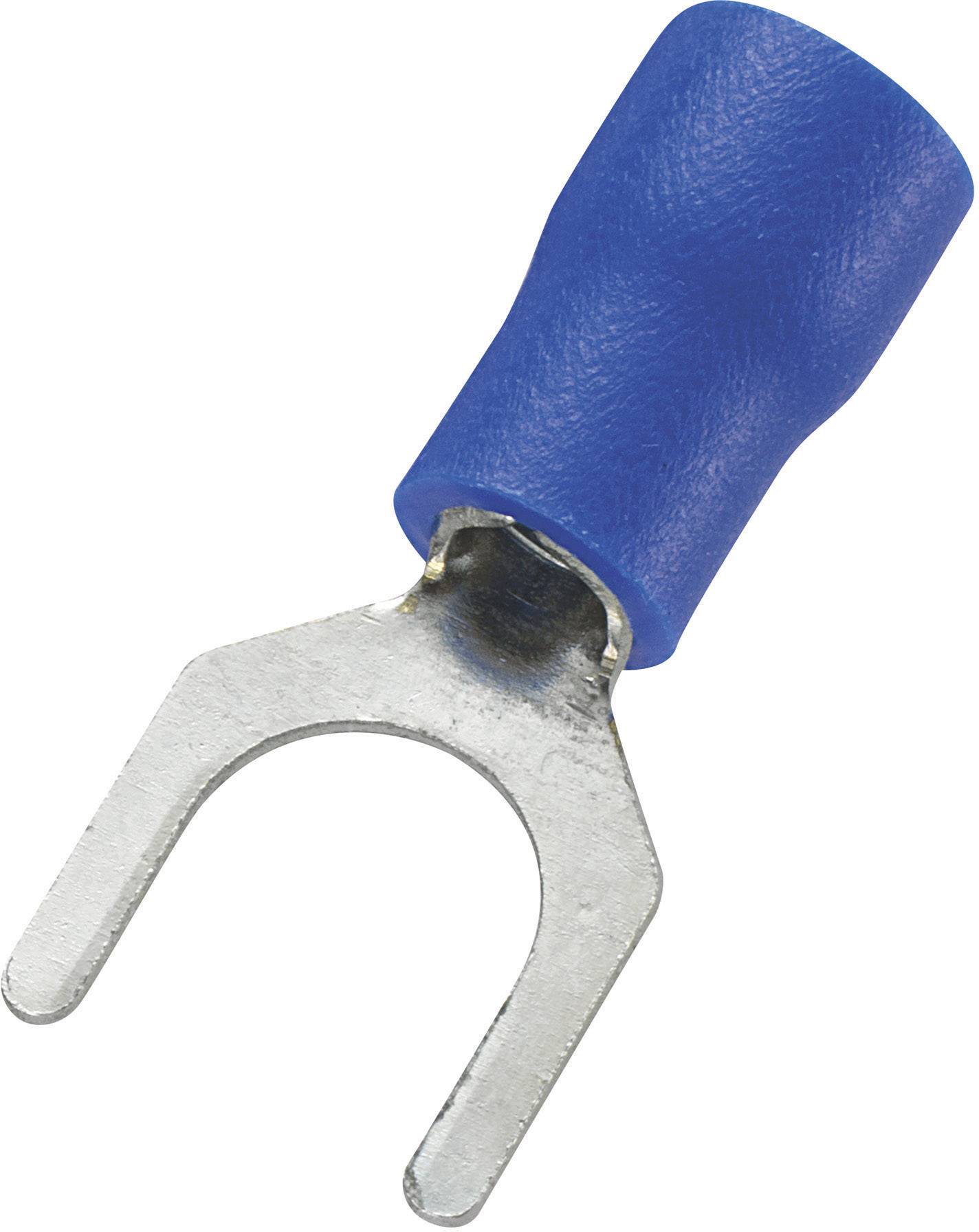 TRU COMPONENTS 745338 vidlicové kabelové oko 1.50 mm² 2.50 mm² Ø otvoru=6.5 mm částečná izolace modrá 100 ks