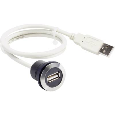 USB prodlužovací kabel s USB zástrčkou a zásuvkou, bílý, spirálovitý kabel, vhodný pro snadný přístup k USB portům.