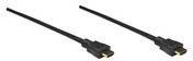Dva černé HDMI kabely s konektory na obou koncích před bílým pozadím.