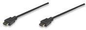 Dva černé HDMI kabely se zlatými konektory leží rovnoběžně na bílém pozadí.