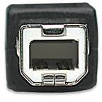 Čtvercový USB konektor, často nazývaný USB-B konektor, používaný pro připojení tiskáren nebo jiných periferních zařízení.