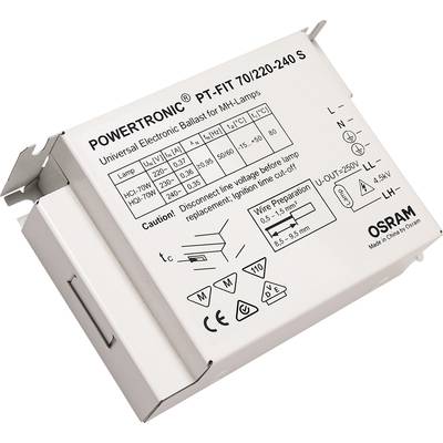 Elektronický předřadník OSRAM Powertronic PT-FIT 70/220-240 S pro výbojky MHL, včetně technických specifikací a bezpečnostních pokynů.