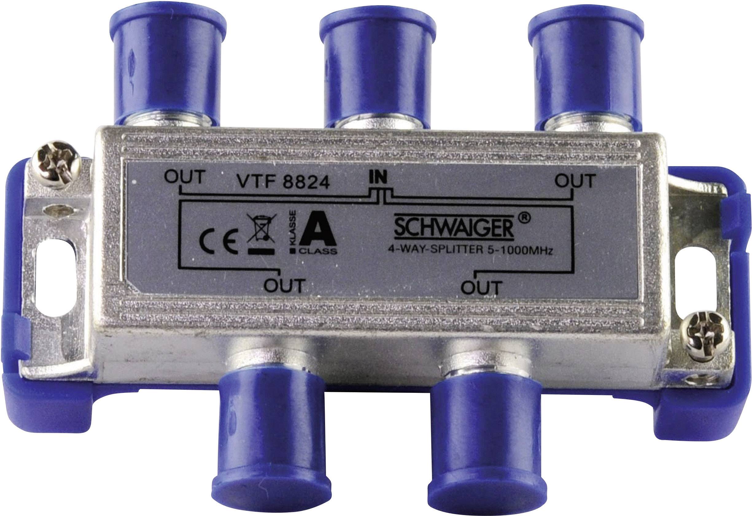 Schwaiger VTF8824 TV kabelový rozbočovač čtyřnásobný 5 - 1000 MHz