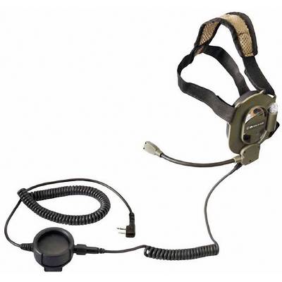 Robustní headset s mikrofonem a kabelovým připojením, vhodný pro speciální komunikační aplikace.