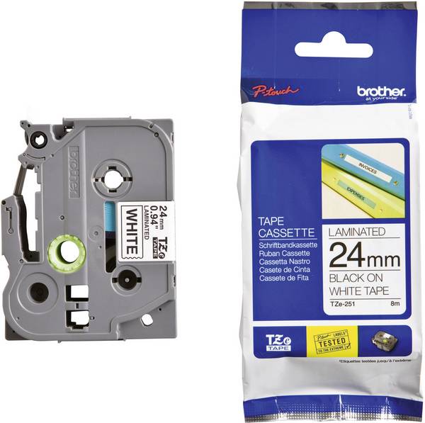 etikety  Brother TZe, TZ TZe-251 PET Barva pásky: bílá Barva písma:černá 24 mm 8 m
