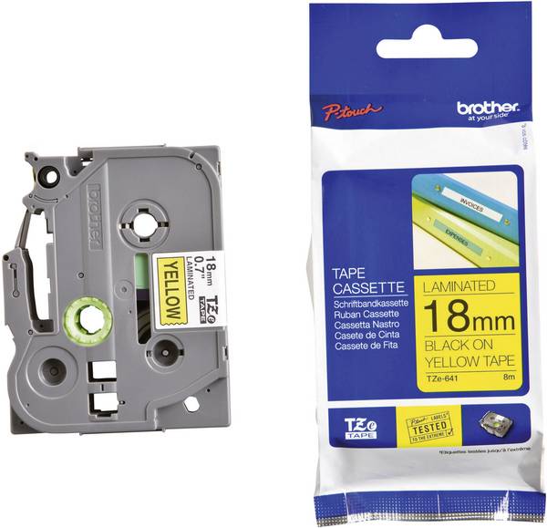 etikety  Brother TZe, TZ TZe-641 PET Barva pásky: žlutá Barva písma:černá 18 mm 8 m