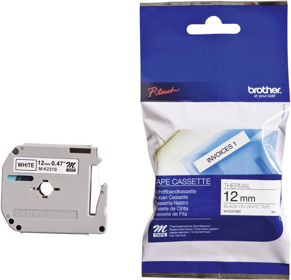 Brother M  M-K231S plast Barva pásky: bílá Barva písma:černá 12 mm 4 m